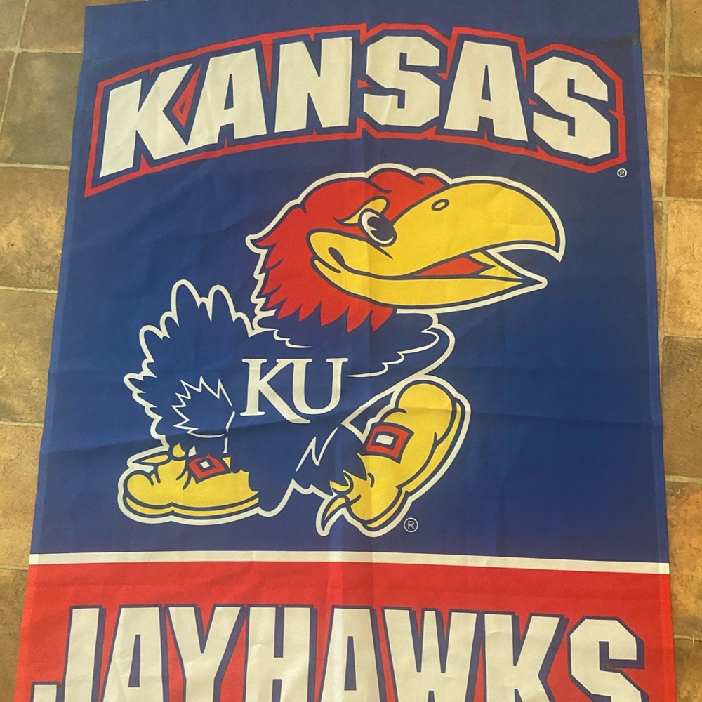Kansas university flag 5ft height 3 ft wide